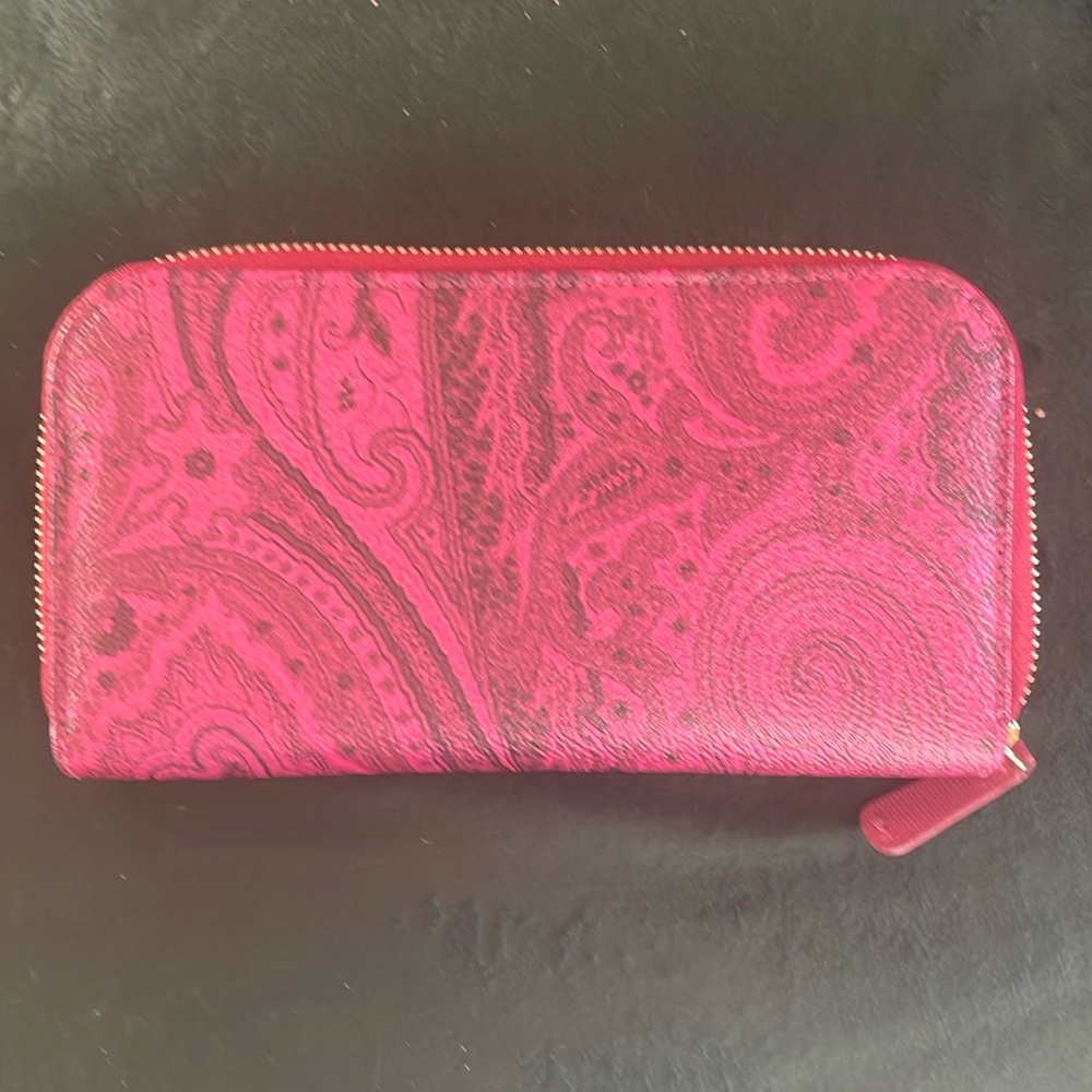 Etro Milano Paisley Zipper Wallet- like new. Beautiful pink!